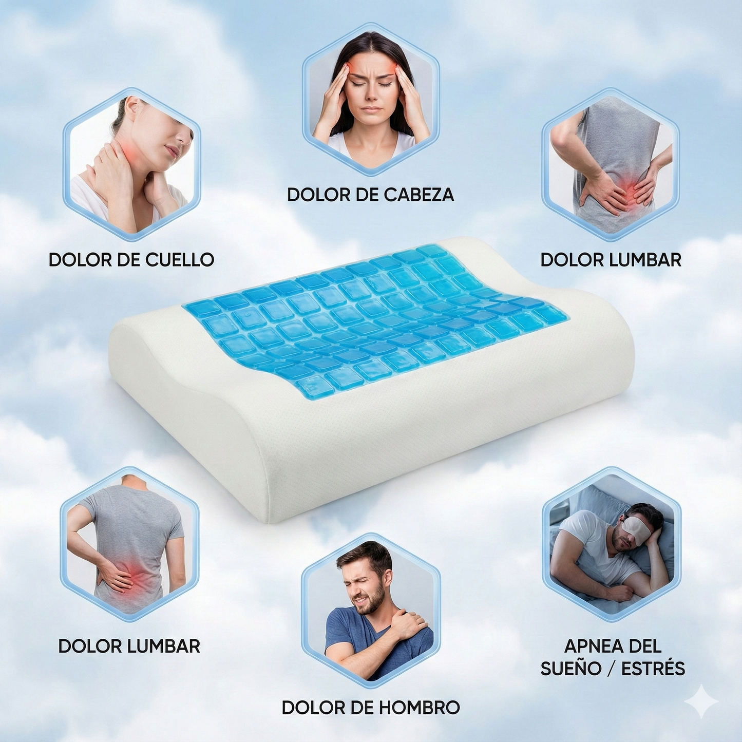 Almohada Cervical Premium con Gel Refrescante (Alivio Inmediato).