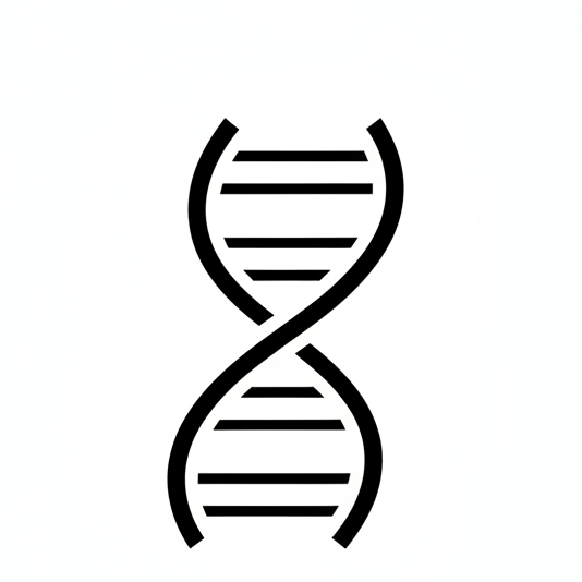 dame un icono negro con fondo blanco de un simbolo del ADN