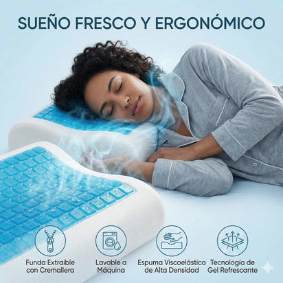 Almohada Cervical Premium con Gel Refrescante (Alivio Inmediato).
